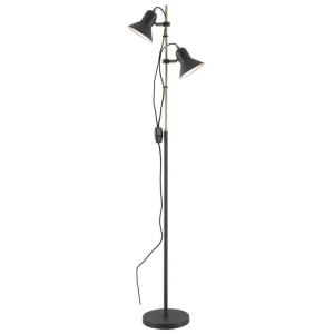 Corelli 2 Floor Lamp, Dark Grey, Antique Brass