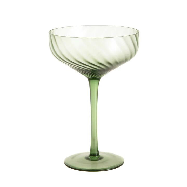 Coupe Glass Ribbed Swirl Forest