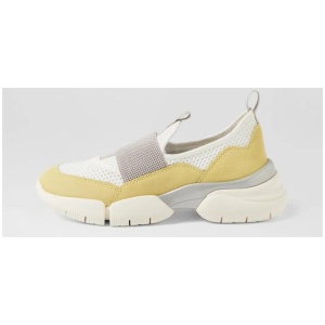 D Adacter W B White Light Yellow Suede Mix Sneakers