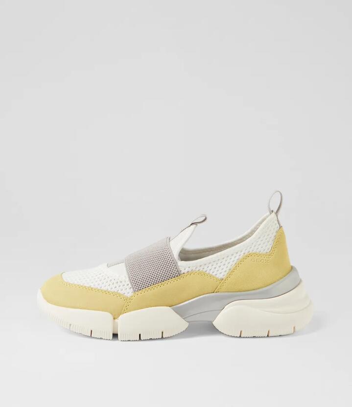 D Adacter W B White Light Yellow Suede Mix Sneakers