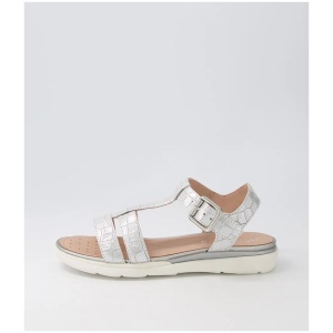 D S.Hiver B Silver Croc Leather Sandals
