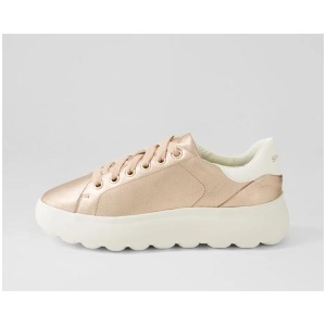 D Spherica Ec4 1 B Rose Gold Optic White Leather Sneakers