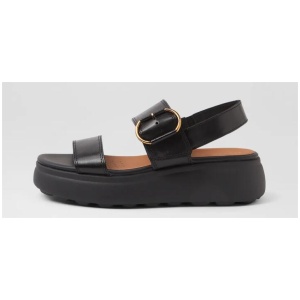 D Spherica Ec41 S B Black Leather Flat Shoes