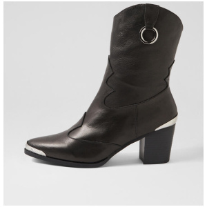Dallas Western Black Leather Calf Boots