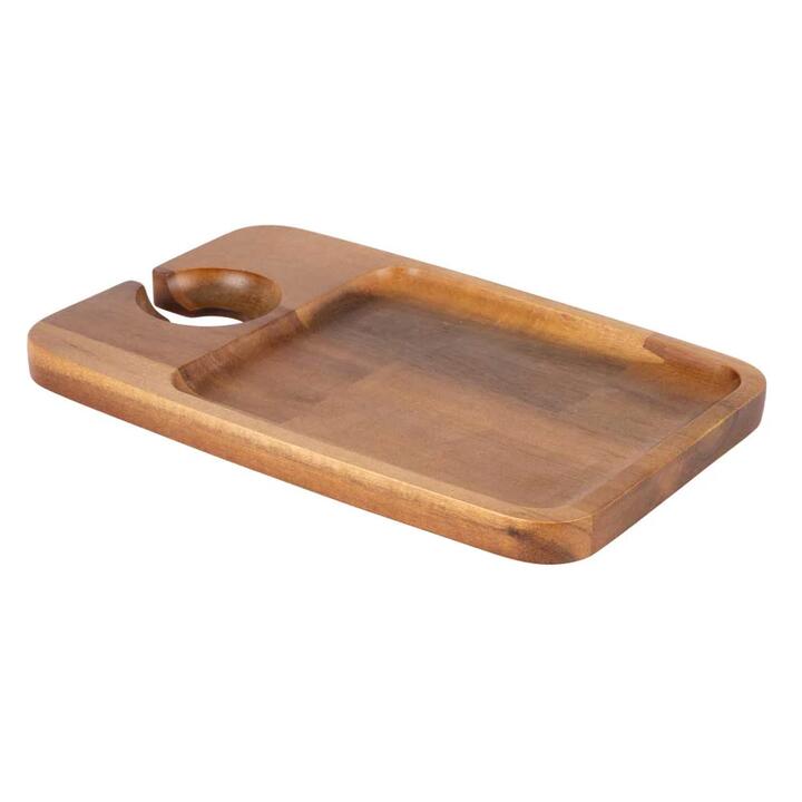 Davis & Waddell Cantina Acacia Wood Serving Board With Wine Glass Holder