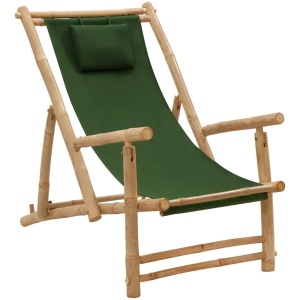Deck Chair Bamboo and Canvas Green