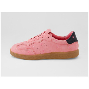 Deelara Pink Black Suede Leather Sneakers