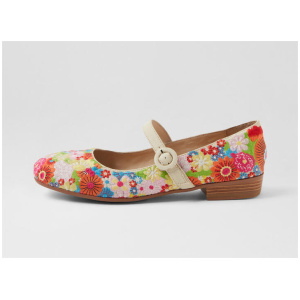 Delmas Flower Embroidery Multi Flat Shoes