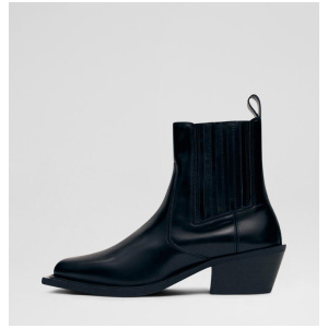Denver Black Leather Ankle Boots