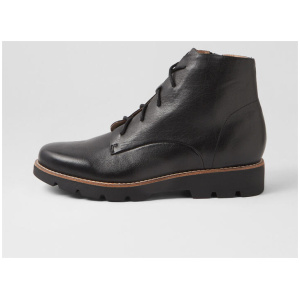 Dextra Black Leather Ankle Boots