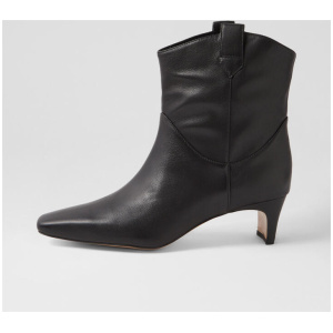 Diarlia Black Leather Ankle Boots