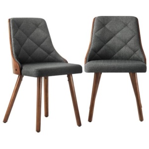 Dining Chairs Wooden Faux Leather Seatx2 Grey