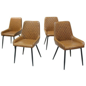 Dining Chairs X 4 Padded Seat Pu Faux Leather