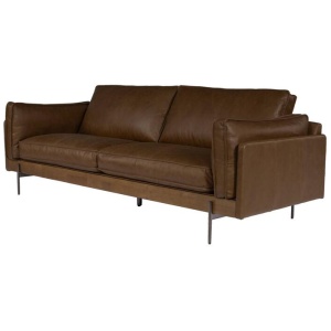 Downie 3 Seater Leather Sofa, Mocha Brown