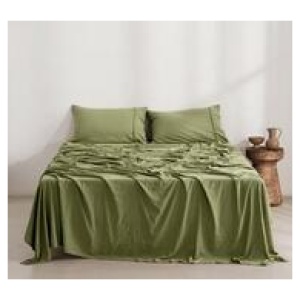 Dreamaker Superfine Microfibre Single Pink Sheet Set Olive