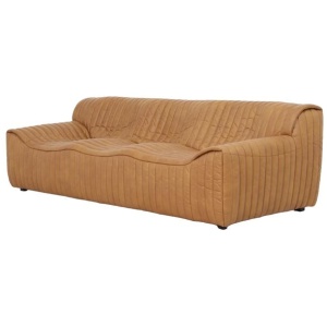 Duvina 3 Seater Sofa - Amber Tan Leather by Interior Secrets - AfterPay Available