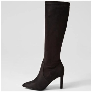 Effy Black Microsuede Knee High Boots