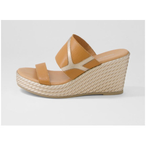 Elah Dark Tan Champagne Leather Sandals