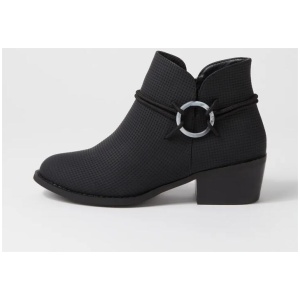 Electric Black Emboss Ankle Boots