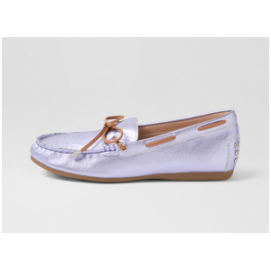 Eliney Violet Metallic Tan Leather Flat Shoes