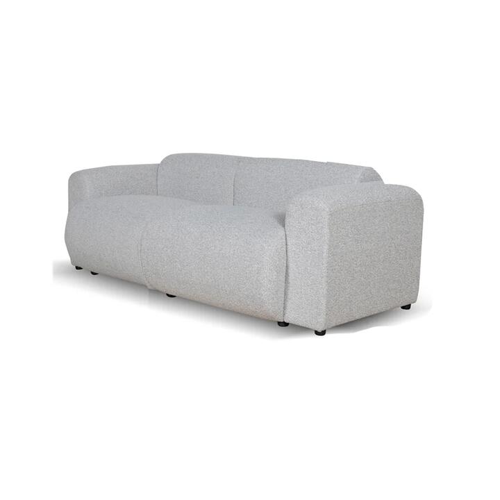 Elita 3 Seater Fabric Sofa - Silver Grey Boucle by Interior Secrets - AfterPay Available