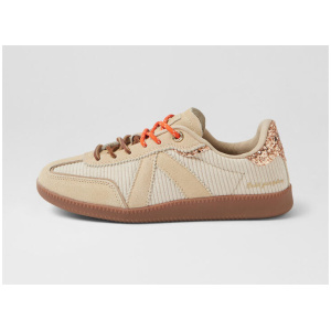 Elite Classic Double Lace Natural Corduroy Shine Suede Sneakers