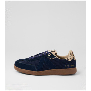 Elite Classic Navy Denim Leopard Suede Sneakers