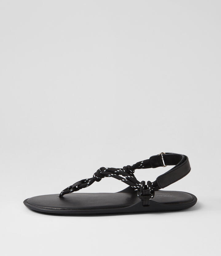 Ellemere Black Rope Leather Thongs