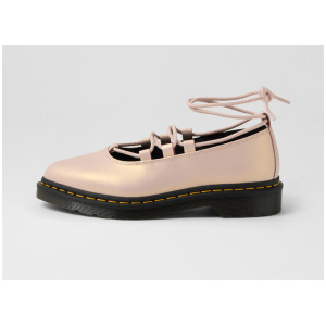 Elphie 2 Lace Up Powder Pink Gold Shift Leather Flat Shoes