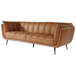 Emer 3 Seater Leather Sofa, Hazelnut Tan