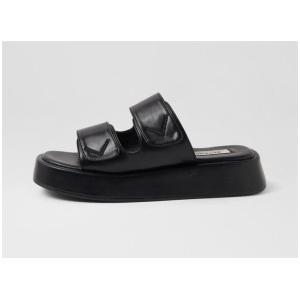 Emie Black Pu Slides