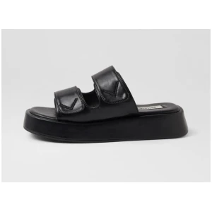 Emie Black Pu Slides