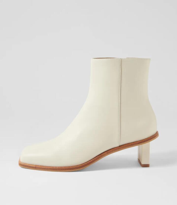 Eon Off White Leather Ankle Boots