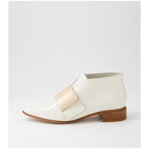 Essy Ivory Gold Patent Leather Flat Shoes