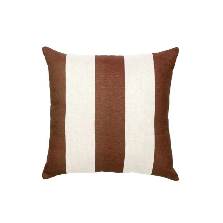 Ex Display - Check Stripe 60cm Square Cushion - Rust by Interior Secrets - AfterPay Available