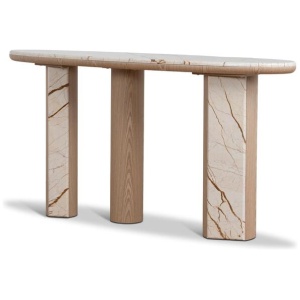 Ex Display - Dravine 1.5m Marble Console Table - Natural by Interior Secrets - AfterPay Available