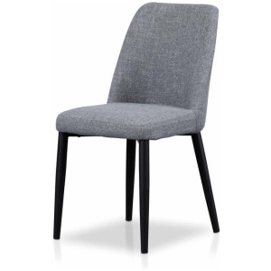 Ex Display - Emmitt Fabric Dining Chair - Pebble Grey in Black Legs - Last One by Interior Secrets - AfterPay Available