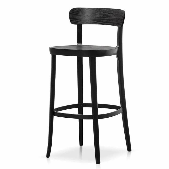 Ex Display - Josue 75cm Wooden Bar Stool - Full Black by Interior Secrets - AfterPay Available