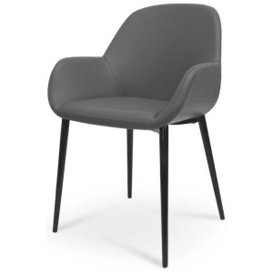 Ex Display - Lynton Dining Chair - Charcoal Grey With Black Legs by Interior Secrets - AfterPay Available