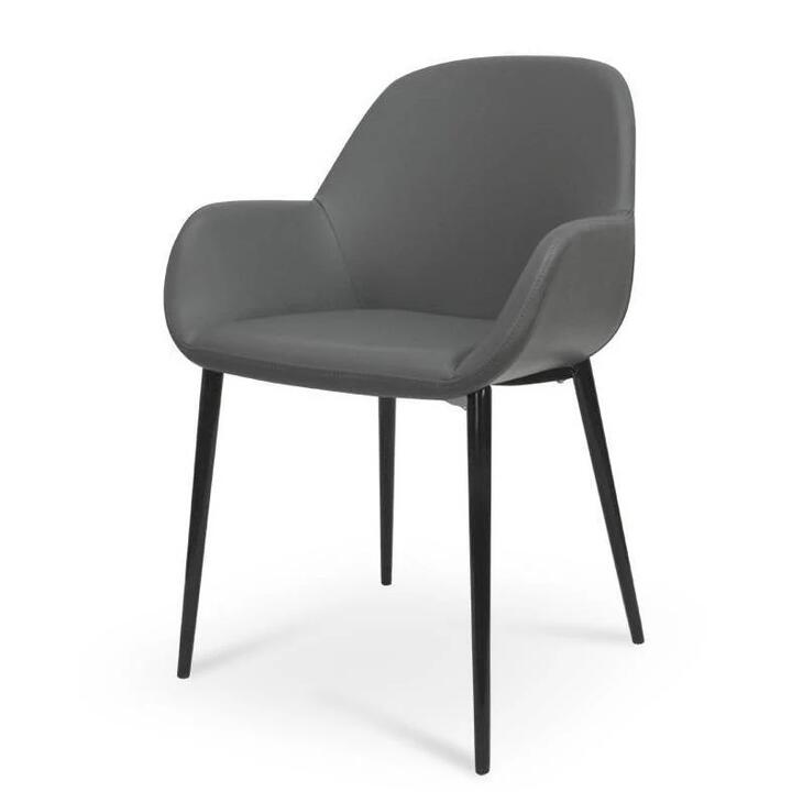 Ex Display - Lynton Dining Chair - Charcoal Grey With Black Legs by Interior Secrets - AfterPay Available