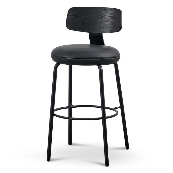 Ex Display - Martino 65cm Bar Stool - Full Black by Interior Secrets - AfterPay Available