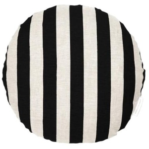 Ex Display - Stripe 40cm Round Cushion - Black by Interior Secrets - AfterPay Available