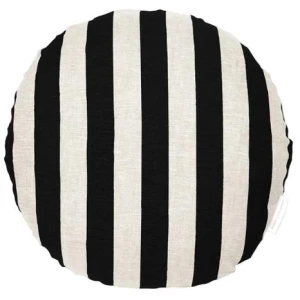 Ex Display - Stripe 40cm Round Cushion - Black by Interior Secrets - AfterPay Available