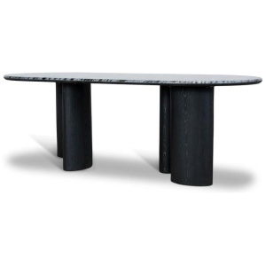 Ex Display - Vienna 2.2m Black Marble Dining Table - Black by Interior Secrets - AfterPay Available