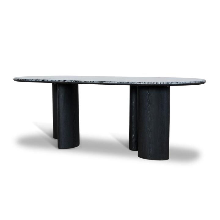 Ex Display - Vienna 2.2m Black Marble Dining Table - Black by Interior Secrets - AfterPay Available