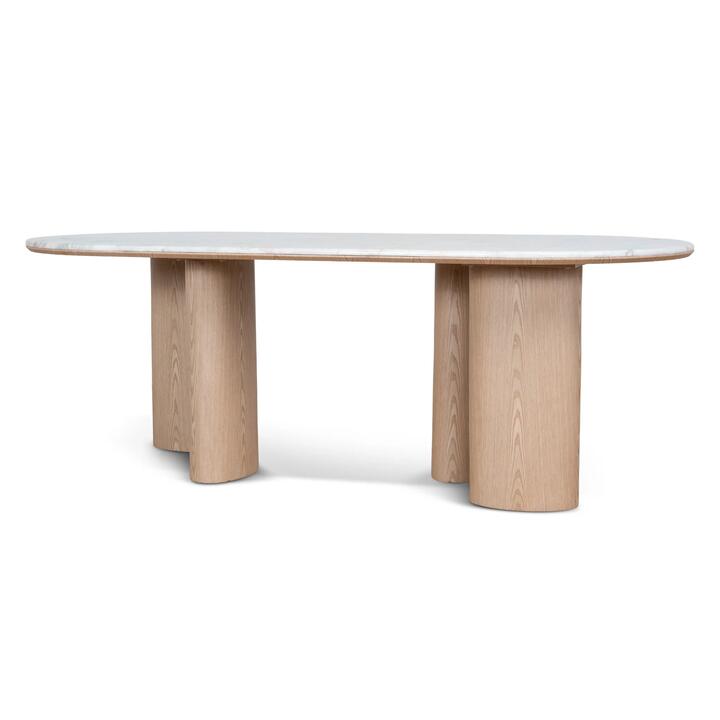 Ex Display - Vienna 2.2m White Marble Dining Table - Natural by Interior Secrets - AfterPay Available