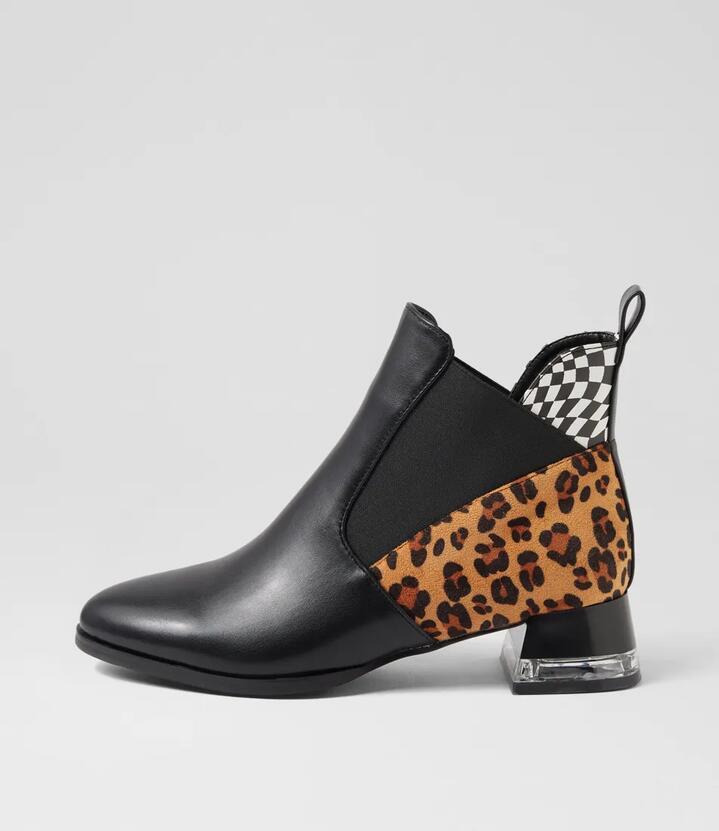 Exact Black Animal Chelsea Boots