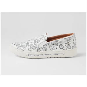 Exercise Black Grey Travel Stamp Leather Sneakers