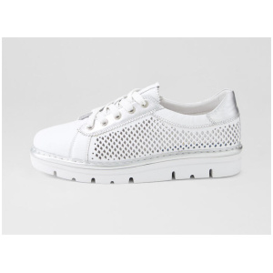 Exra White Silver Leather Sneakers
