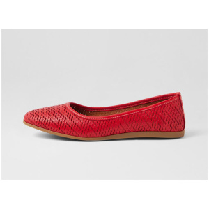 Fallon Red Leather Flat Shoes
